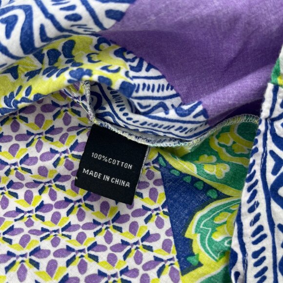 Peck & Peck Womens Multicolor Patchwork Shirt 100% Cotton Size 4 - Picture 4 of 5